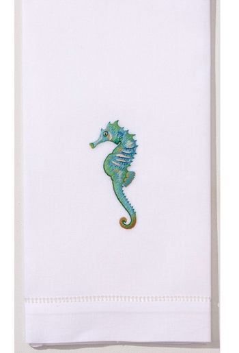Henry Handwork Seahorse Aqua Hand Towel